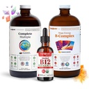 LIQUIDHEALTH Pacote de vitamina de alto desempenho para adultos com mega energia B-complexo, multivitamínico completo e vitaminas orgânicas B12 gotas - aumentar a energia natural e melhorar o desempenho atlético