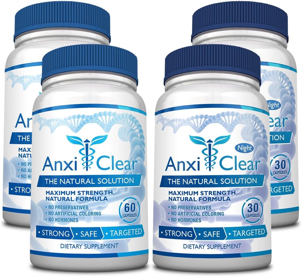 Saúde do Consumidor Anxiclear - Estimula o humor, acalma a mente, eleva os níveis de serotonina - 5-HTP, L-tianina - 2 dia + 2 noite