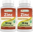Melhor Naturals Zinc Supplement as Zinc Gluconato 50mg 240 Tablets Pack de 2