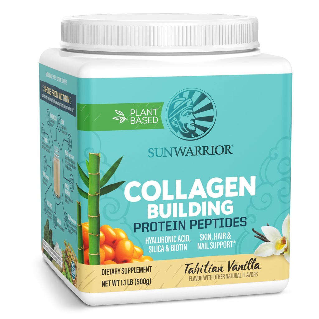 Vegan proteína de colagénio em pó à base de plantas - Minerals ácido hialurônico Biotin Soy Free Dairy Free Gluten NON-GMO - Vanilla 20 Servings - Colágeno construindo peptídeos por Sunwarrior