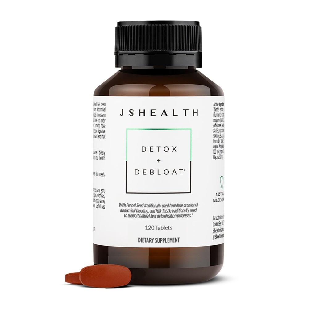 JSHealth Vitaminas Detox e Debloat Fígado Fórmula de Saúde □ Pílulas de Detox Fígado □ Fórmula desinchante com cardo de leite, alcaçuz, funcho □ Suplemento de limpeza do fígado (120 comprimidos)