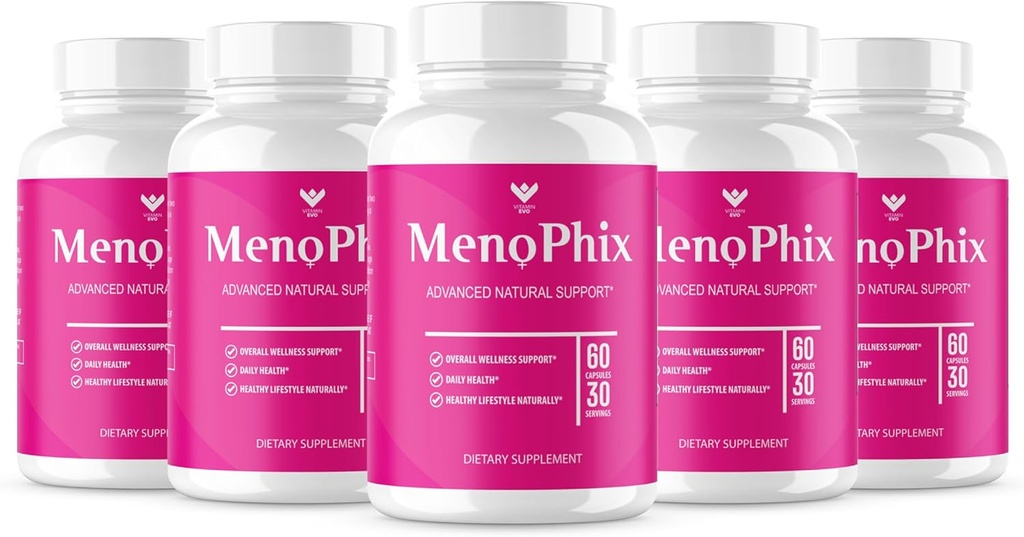 (5 PACK) MenoPhix Menopause Cápsulas de Apoio Natural - Suplemento Meno Phix, Meno Phix Menopause, Suplementos MenoPhix para Mulheres Apoio Natural, Comentários MenoPhix (300 Cápsulas) Fornecimento de 5 meses