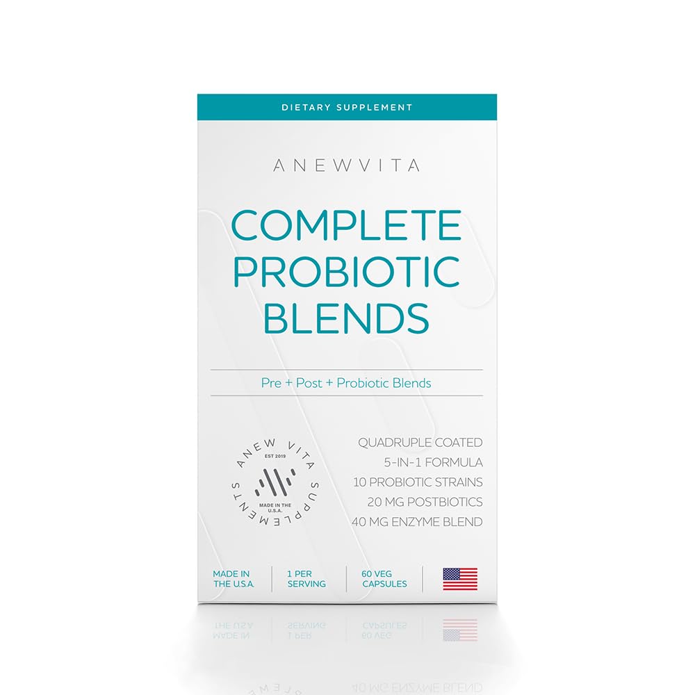 Mistura Probiótica Completo: 5-em-1 Enzimas Digestivas, Zinco, Postbiótico, Prebióticos e Probióticos para Mulheres & Homens, Provitalizar para Mulheres Digestivo & Gut Saúde