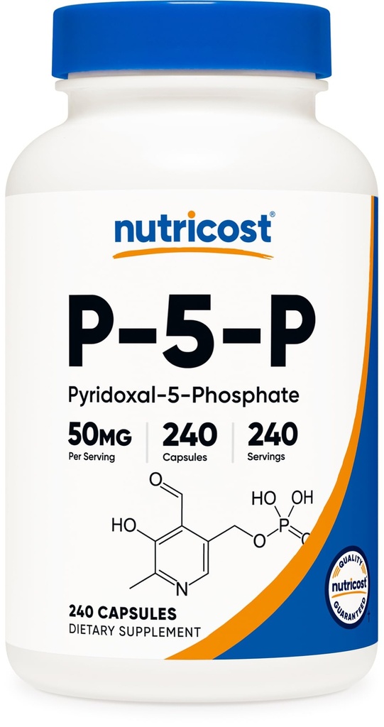 Nutricost P5P Vitamina B6 Suplemento 50mg, 240 Cápsulas (Pyridoxal-5-Fosfato) - Vegetarian Friendly, Não-GMO, Gluten Free