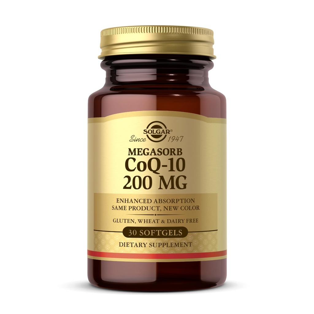 Solgar Megasorb CoQ-10 200 mg - 30 Softgels - Absorção Enhanced - Gluten Free, Dairy Free - 30 Servings