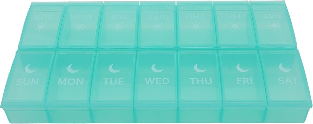 7 dias de comprimido semanal PM Organizador, ShysTech Caixa de comprimidos grande 2 vezes um dia para comprimidos / medicamentos / suplementos / vitamina (verde)