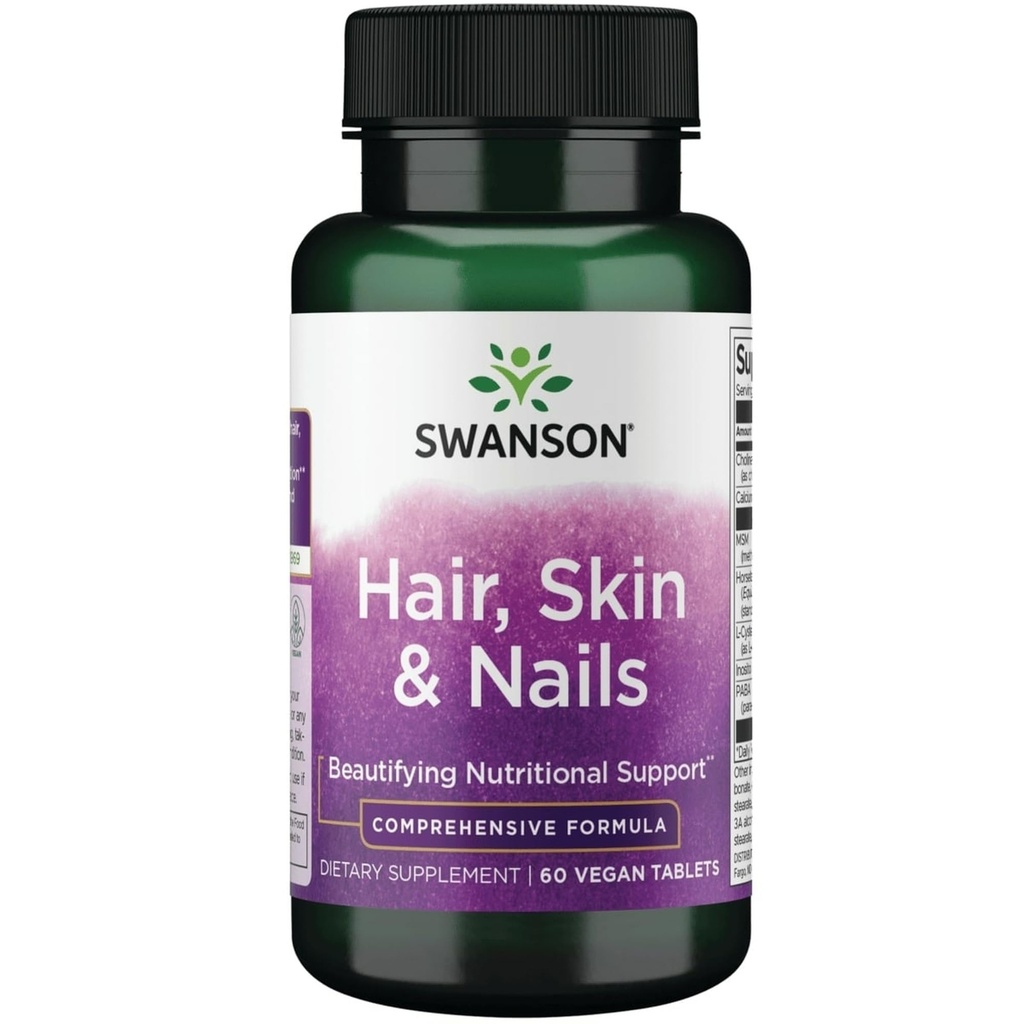 Pele de cabelo Swanson e unhas 60 tabs
