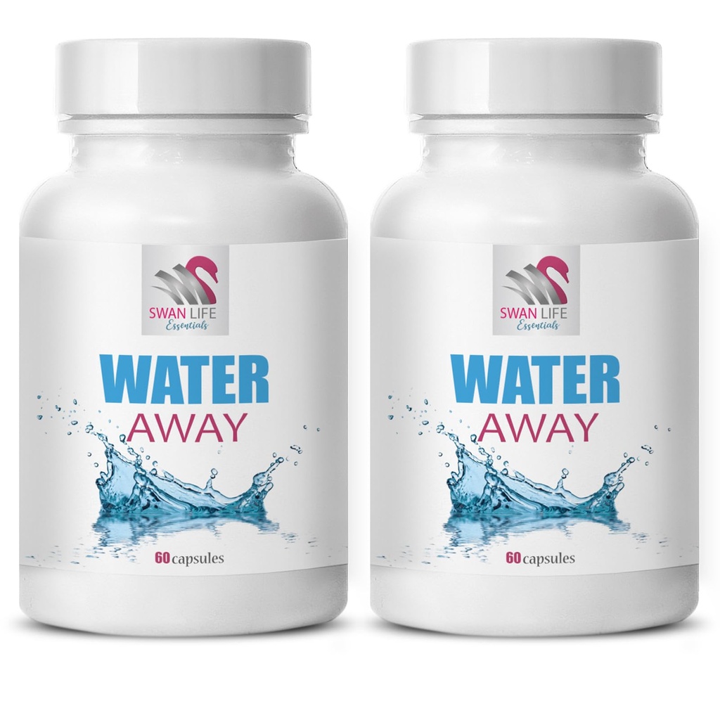 Equilíbrio de água suplemento - ÁGUA AWAY - suplemento de apoio, solução de água, mistura diurética natural, balanço hídrico de ervas, suplemento de apoio diurético, apoio natural, equilíbrio de água 2 Bot 120 Caps