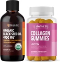 NUTRIÇÃO HAVASU Líquido de óleo de semente preta orgânica + chicletes de colagénio
