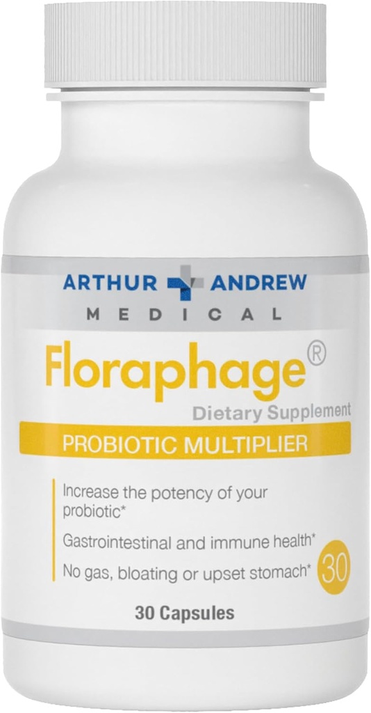 Arthur Andrew Medical, Floraphage, Fórmula prebiótica e multiplicador probiótico, 30 Cápsulas