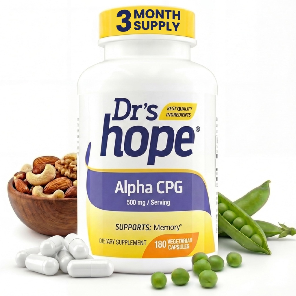 Alpha GPC 500mg, Suplemento Alpha GPC - Suporta Memória e Função Cognitiva - 180 Cápsulas Veggie, Feito nos EUA