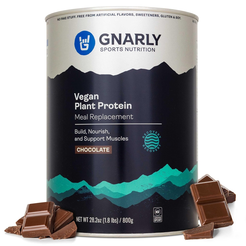 Gnarly Nutrition Vegan Plant Protein – Chocolate Vegan Protein Powder, NSF Sport Certified – Substituição de Refeição, Daily Nutritional Boost – Lactose Free Powder – Chocolate, 28,2 oz