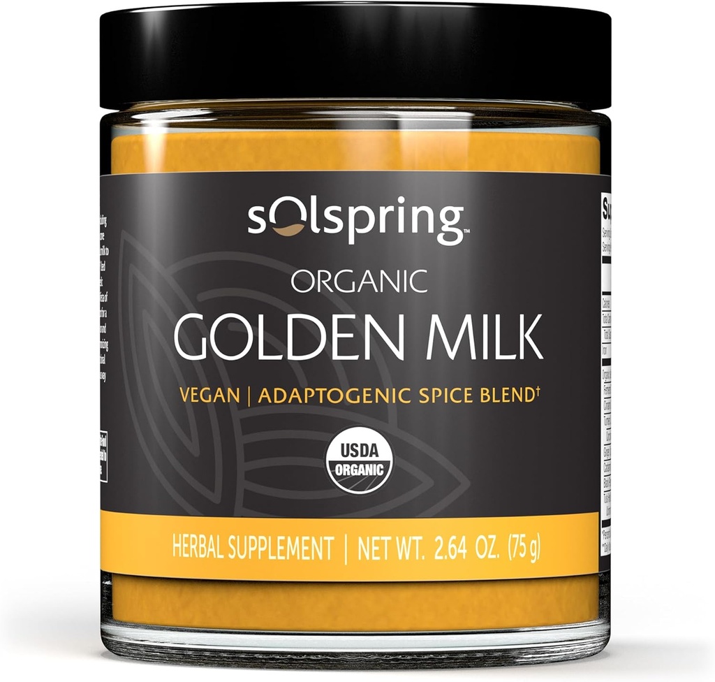 Dr. Mercola Solspring Orgânico Leite de Ouro Suplemento de ervas, 2.64 Oz. (75 g), Vegan Spice Mistura com Açafrão & Ginger, Não OGM, Glúten livre, Soy Free, USDA Orgânico