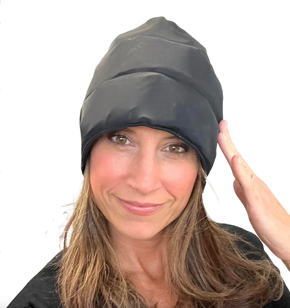Chapéu de dor de cabeça Gel Cube - boné de enxaqueca para dores de cabeça de tensão e enxaqueca Preto