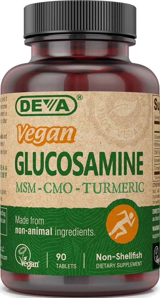 DEVA Vegan Glucosamina HSH & CMO, CMO, Extrato de Açafrão, Extrato de Boswellia com Ingredientes Não Animais, 90 Comprimidos