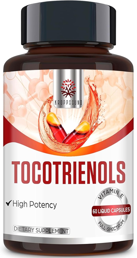 Kroppssund Tocotrienol Supplement Full Spectrum, Tocotrienol Vitamina E-Tocotrienols 800mg - 60 Cápsulas Líquidas