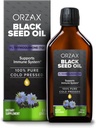ORZAX Black Seed Oil Liquid (8 fl oz) - Frio prensado 100% puro Vegan, Gluten Free, Non-GMO 5000mg Black Cumin (Nigella Sativa) Óleo com 50mg Thymoquinone Rico em Ómega 3-6-9