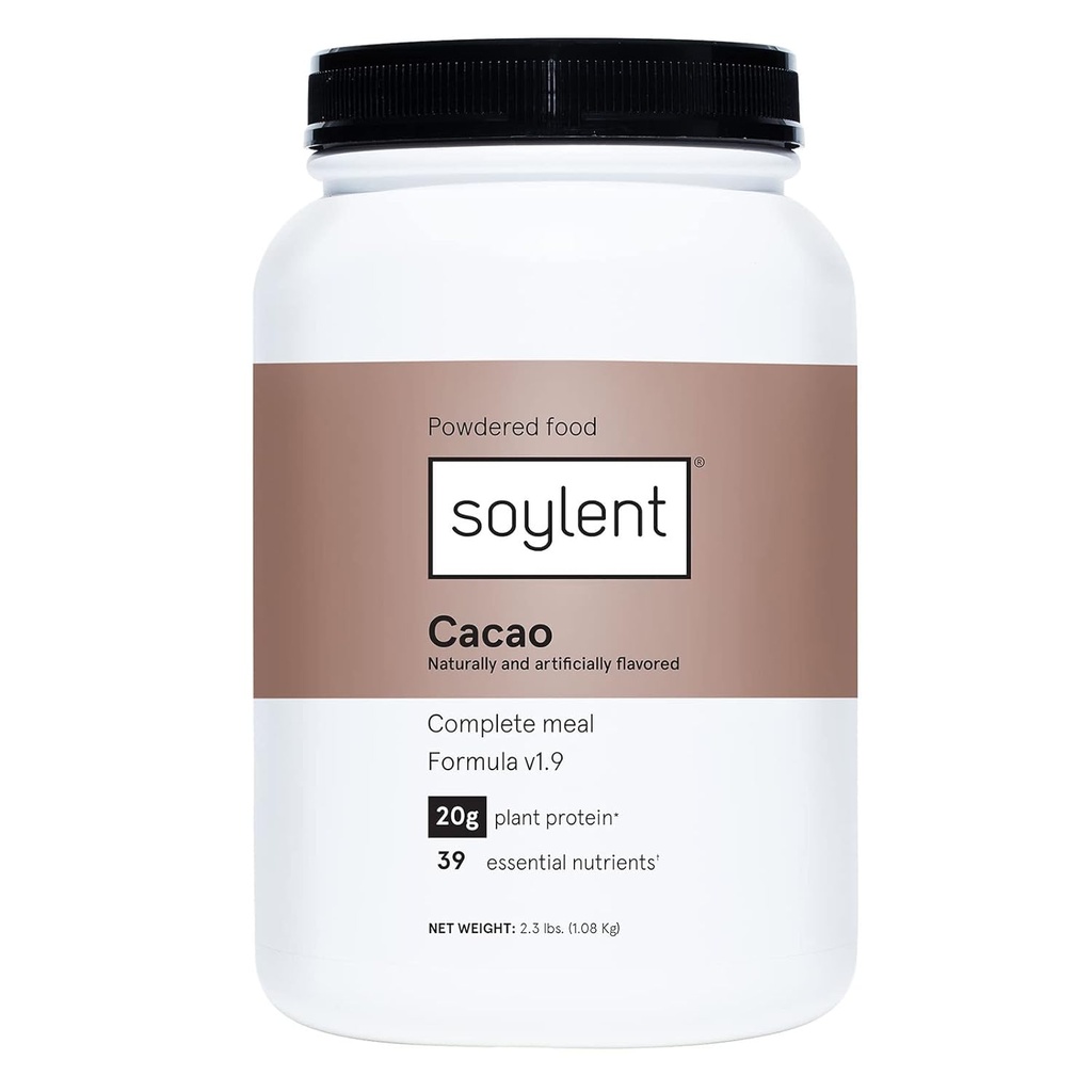 Soylent Nutrition Complete Replacement Protein Powder, Cacao - Planta Based Vegan Protein, 39 Nutrientes Essenciais - 36.8 onças