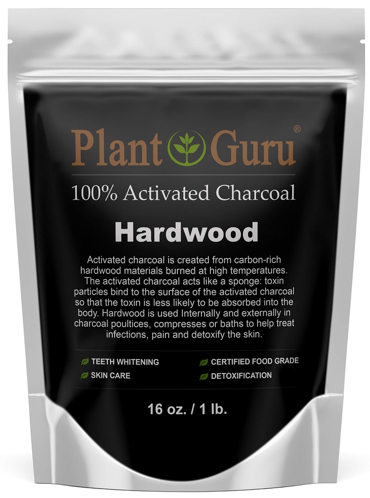 Pó de carvão ativado 1 lb. Madeira dura - qualidade de alimento Kosher Non-GMO - branqueamento de dentes, máscara facial e fabricação de sabão. Promove a desintoxicação natural e ajuda a digestão