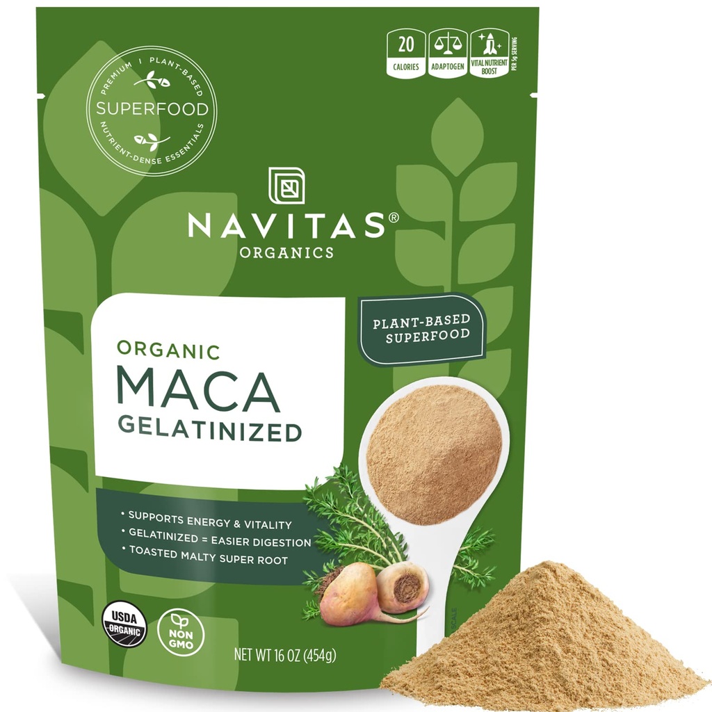 Navitas Organics Maca Gelatinized Powder, 16 oz. Bag, 90 Servings — Organic, Non-GMO, Gluten-Free (Pack of 1)