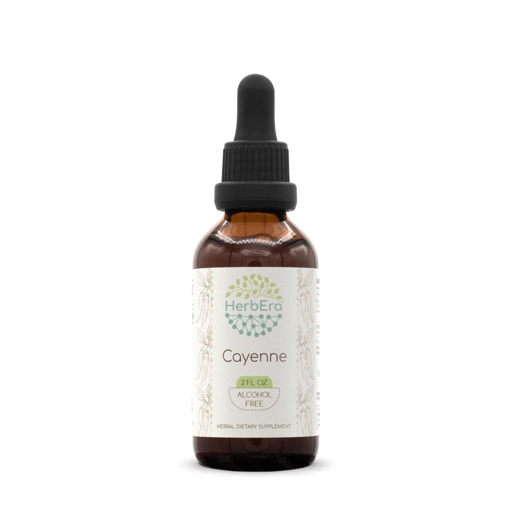 HerbEra Cayenne B60 Extrato de ervas sem álcool Tintura, gotas de líquido concentradas Caiena Natural (Capsicum annuum) 2 fl oz