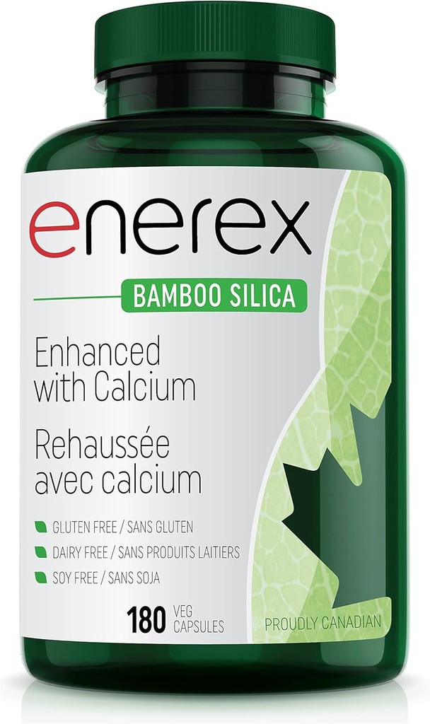 Bambu Sílica com Citrato de Cálcio - 180 Tampas Vegetais para Saúde Óssea e Odontológica, Cabelo Melhorado, Pele & Crescimento de unhas - Suplemento Baseado em Plantas, Extrato de Bambu e Sílica Orgânica para Bem-Estar