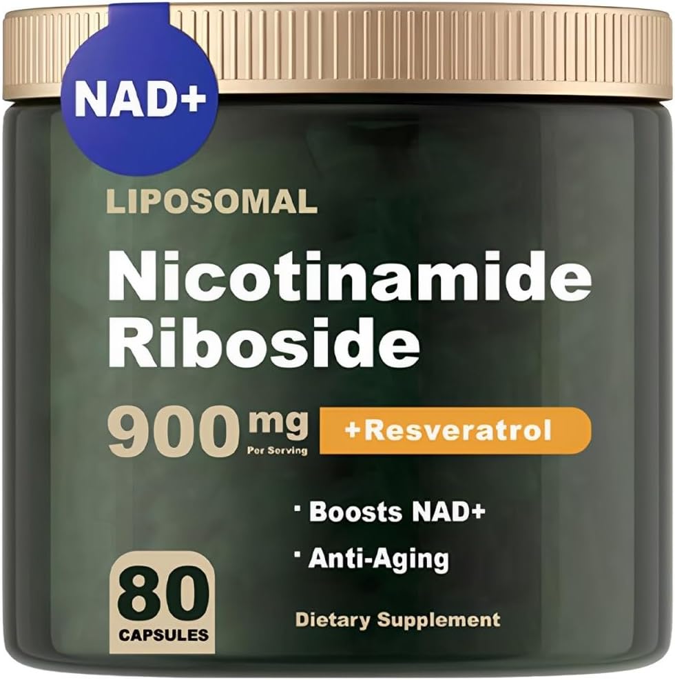 NAD Supplement - NAD Nicotinamida Riboside 900 mg, Resveratrol, Quercetina - NAD Supplement for Anti-Aging, Energy, Focus - 80 Cápsulas