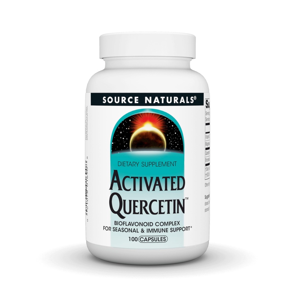 Fonte Naturals Ativada Quercetina, Complexo Bioflavanóide, para Suporte Sazonal e Imune* - 100 Cápsulas