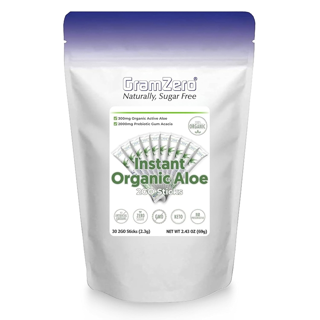 GramZero 2GO Sticks - Aloe Orgânico: Sem sabor, Ótimo para Nutrição Clube Carregado Chá