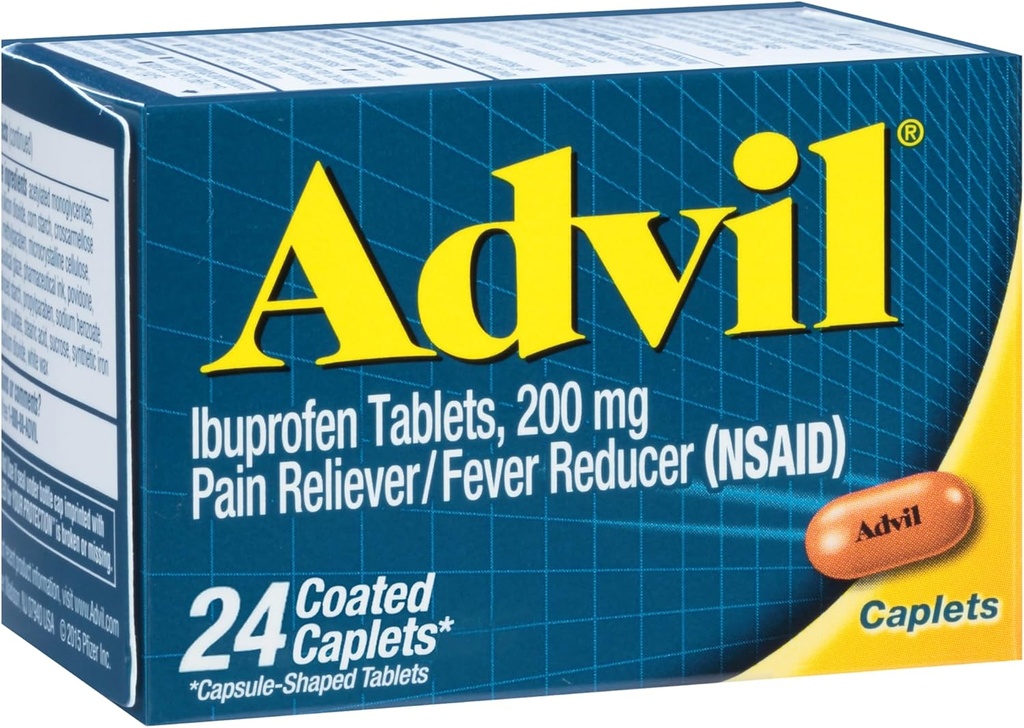 Advil Ibuprofeno Coated Caplets Pain Reliever and Fever Redutor 200 Milligram 24Ct