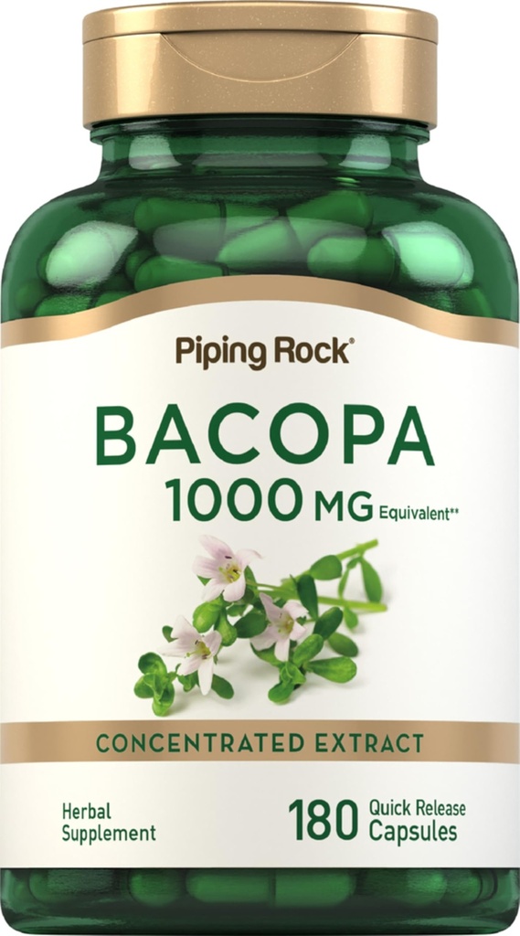 Piping Rock Bacopa Monnieri Suplemento 1000mg . 180 Cápsulas .
