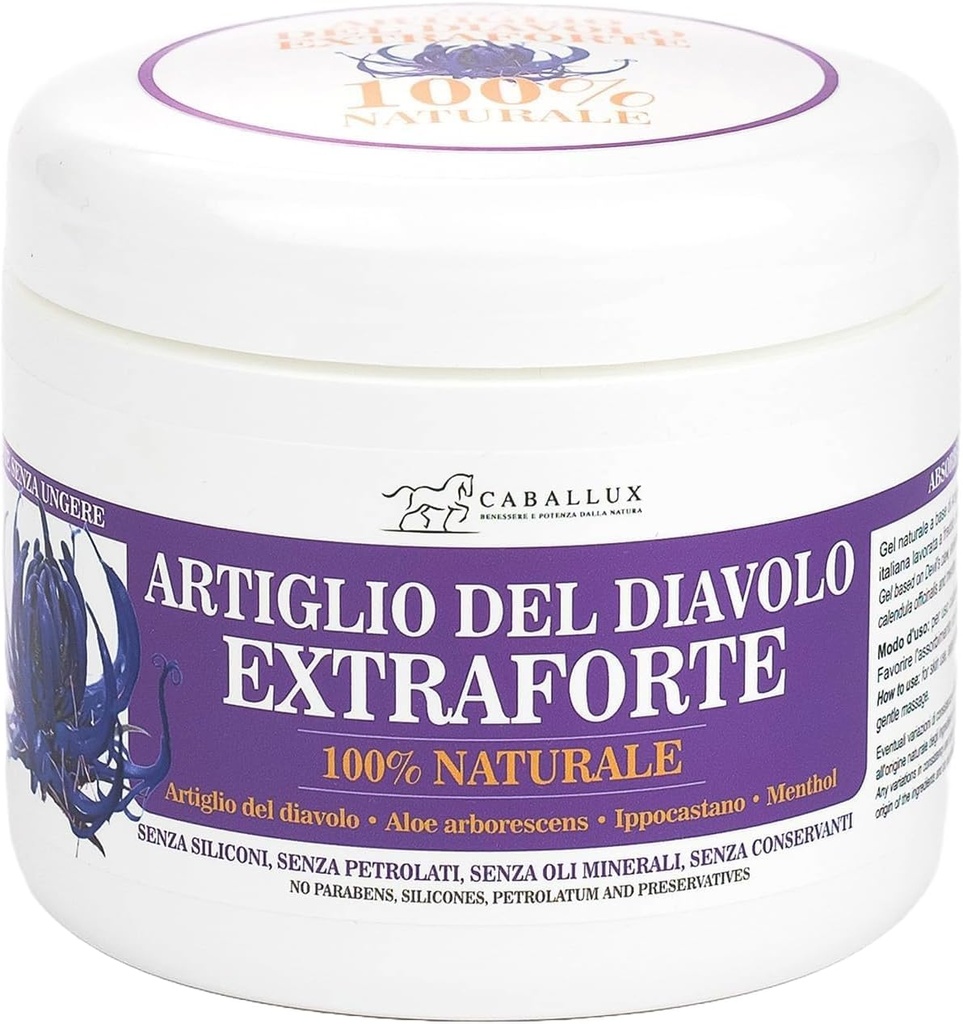 Garra do Diabo Forte Gel 100% Natural - Enriquecido com Aloe Arborescens italiano, Castanha de Cavalo, Mentol para músculos e articulações - 17 Oz