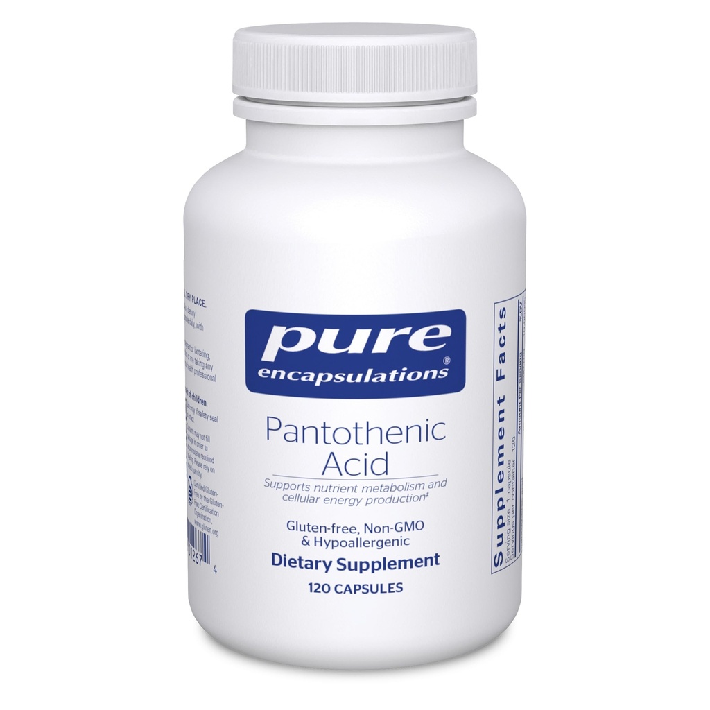 Encapsulamentos puros Ácido Pantotênico □ Suplemento hipoalergênico Suporta Produção de Energia Celular, Saúde Adrenal e Cardiovascular