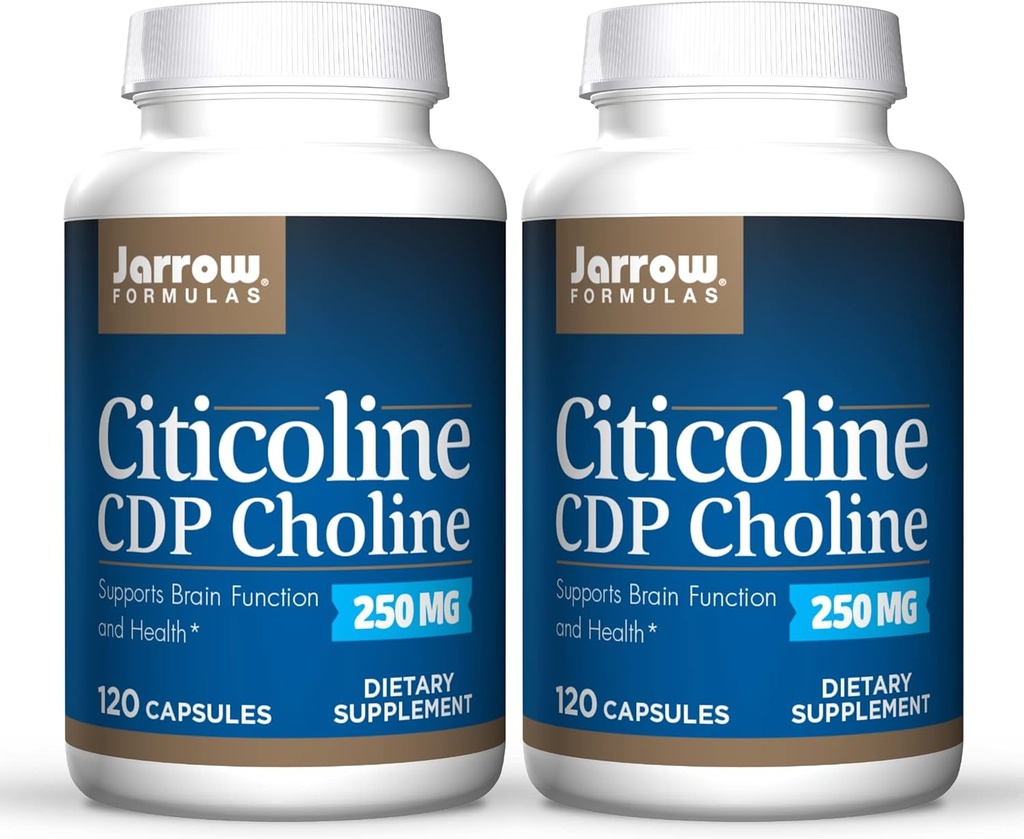 Jarrow Formulas Citicoline (CDP Choline) 250 mg - 120 Cápsulas, Pacote de 2 - Suporta Saúde do Cérebro e Desempenho de Atenção - Até 240 Total de Serviços