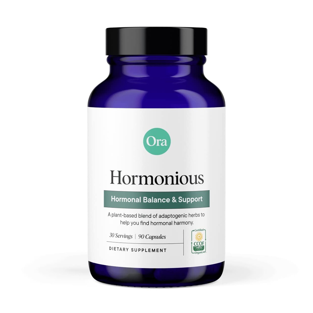 Ora Organic Natural Hormone Balance Supplement & Hormonal Acne Alief for Women - Support Skin, Mood, Energy, PMS & Menopause - Ashwagandha, Maca, Burdock Root, Cordyceps & VIT C - 90 Cápsulas