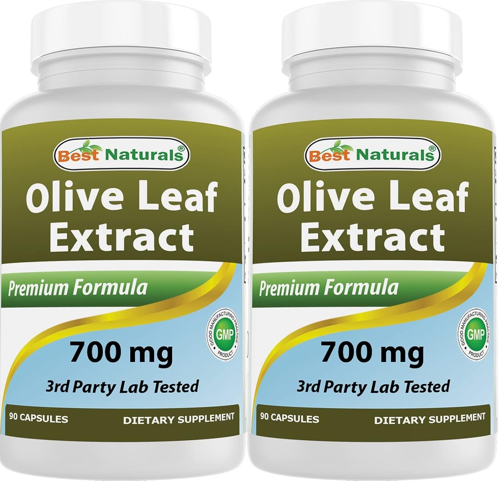 Best Naturals 2 Pack Olive Leaf Extract 700mg 90 Cápsulas (Total 180 Cápsulas)
