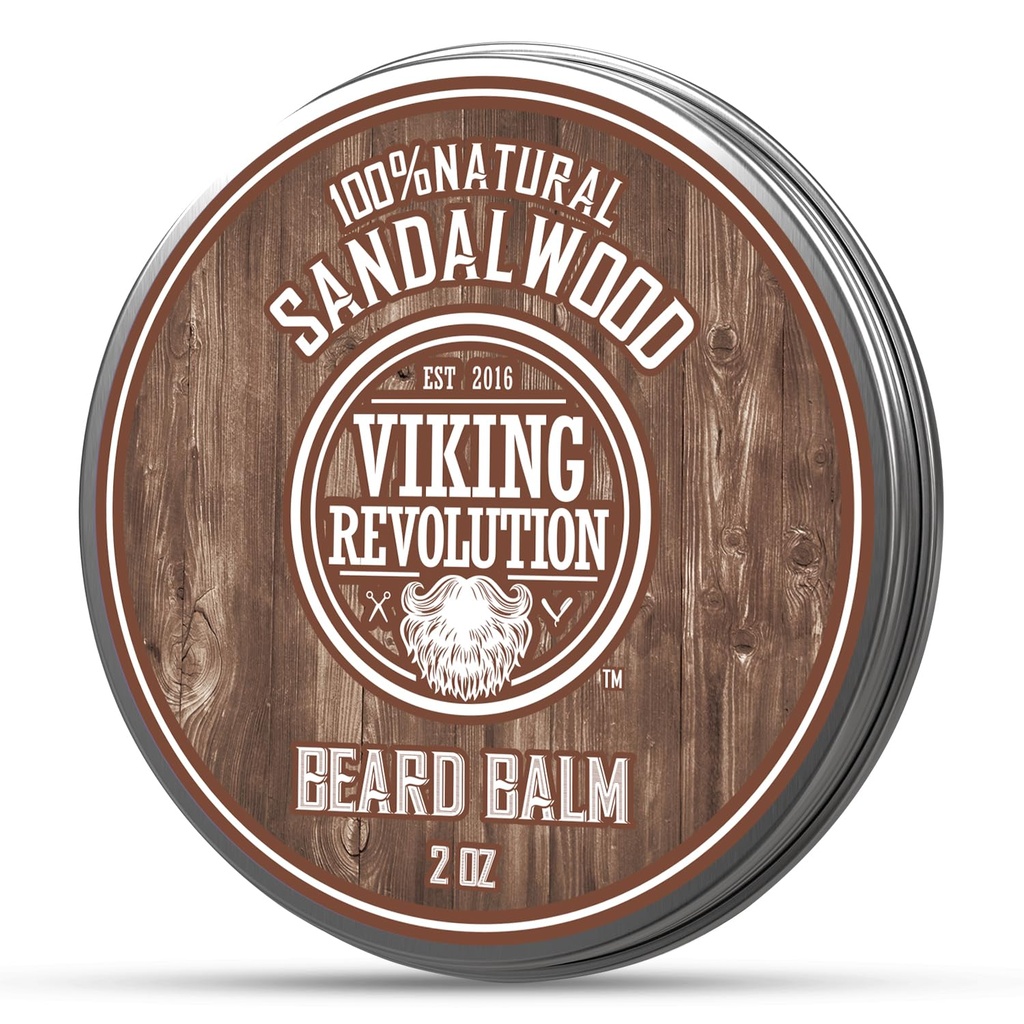 Balsa de Barba da Revolução Viking Sandalwood - Manteiga de Barba com Óleo de Argan, Amortecedor de Barba para Homens com Óleo de Jojoba - Hidratante de Barba para Homens com Cera de Abelhas - Cera de Barba para Homens (2 oz, 1 pacote)
