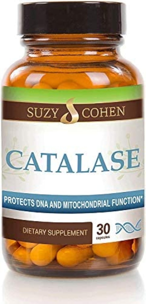 Suzy Cohen Catalase 12,500 CATu Suplemento dietético, Enzima hepática, Neutraliza Peróxido de Hidrogênio, Suporta a pele, Cabelo e Bem-Estar Geral, 30 Cápsulas Atrasadas-Release