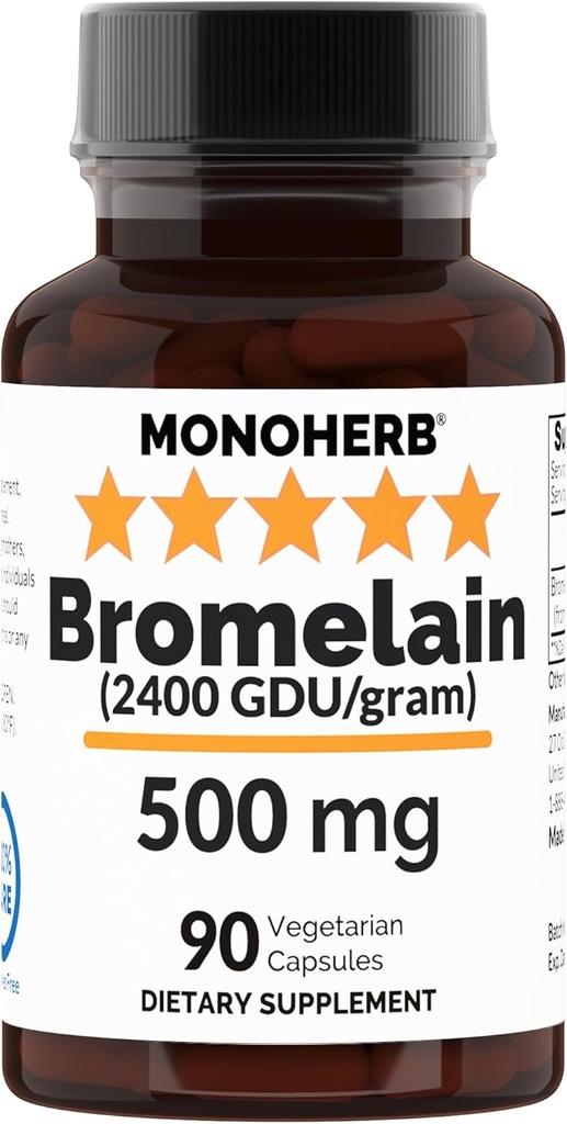 MONOHERB Bromelain 500 mg por cápsula - 90 Veg Cápsulas - 90 Servidores