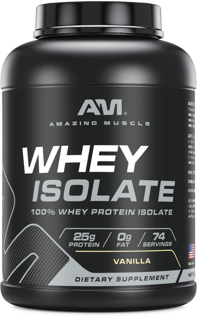 Incrivel muscular Whey Protein Isolate Powder 25 Grams Protein Per Serving , 100% Whey Isolate , Zero Fat , Made in USA (5 Lb, Vanilla)