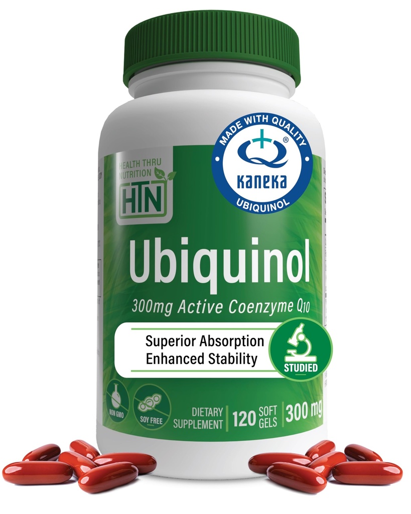 Saúde Thru Nutrition Ubiquinol 300mg 120 Softgels como Kaneka QH Reduced CoQ-10 - Stabilized - 3rd Party Tested □ Melhora da biodisponibilidade □ Cardiovascular & Mitocondria Function Support