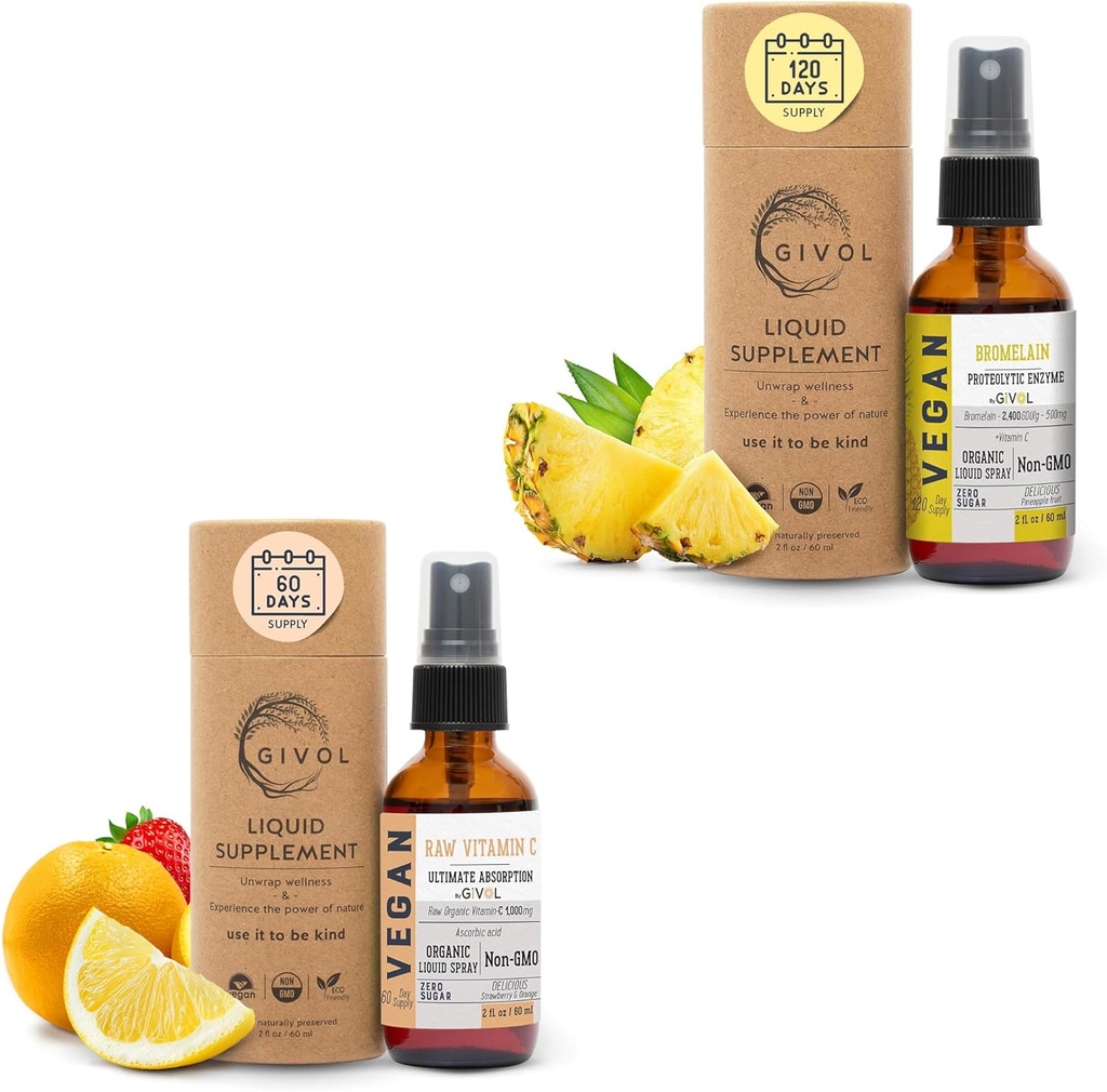 Extrato de abacaxi de mistura de bromelaína crua Liquid - Potencia reforçada 500mg e vitamina C Spray de força extra: Absorção diária Suporte de proteína essencial líquido, otimiza benefícios de bem-estar