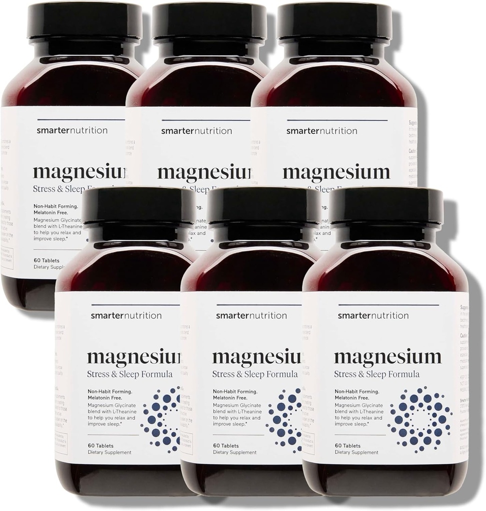 Complexo de Magnésio de Nutrição Mais Inteligente - Glicinato de Magnésio Quelado + Citrato, Malato para Sono, Relaxamento, Músculo e Nervos + clinicamente comprovada L-Teanina, Não-GMO-360 Tablet[180-Dia de Abastecimento]