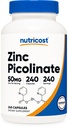 Picolinato de zinco de nutricosto 50mg, 240 Cápsulas Vegetarianas - Gluten Free e Non-GMO (240 Caps)