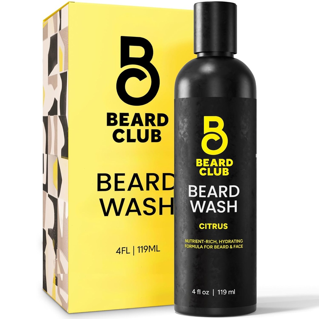 The Beard Club Citrus Beard & Face Wash– All-in-One Cleanser, suaviza & Nutre cabelo facial, hidrata & limpa a pele, Paraben & Sulfate-free