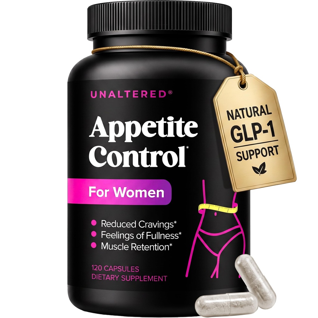 Unaltered Appetite Supressor para as mulheres - Ajuda a gerenciar desejos, promove a plenitude, e suporta perda de peso - Suplemento dietético natural com Picolinato de Chromium & Glucomannan - 120 Cápsulas Vegan