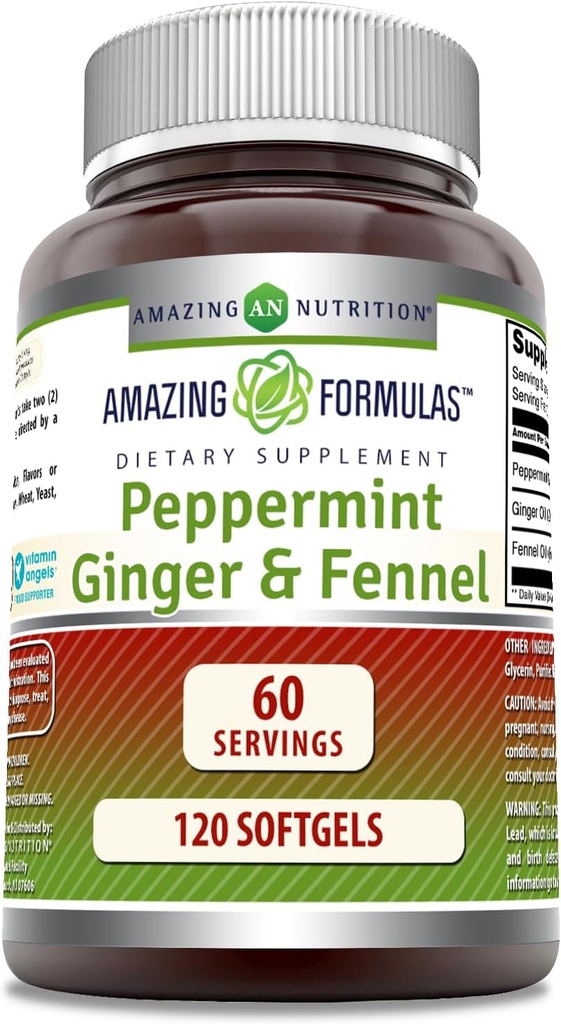 Fórmulas surpreendentes - hortelã, gengibre e funcho Suplemento dietético - 363 Milligrams - 120 Softgels (Não-GMO, Gluten Free) -