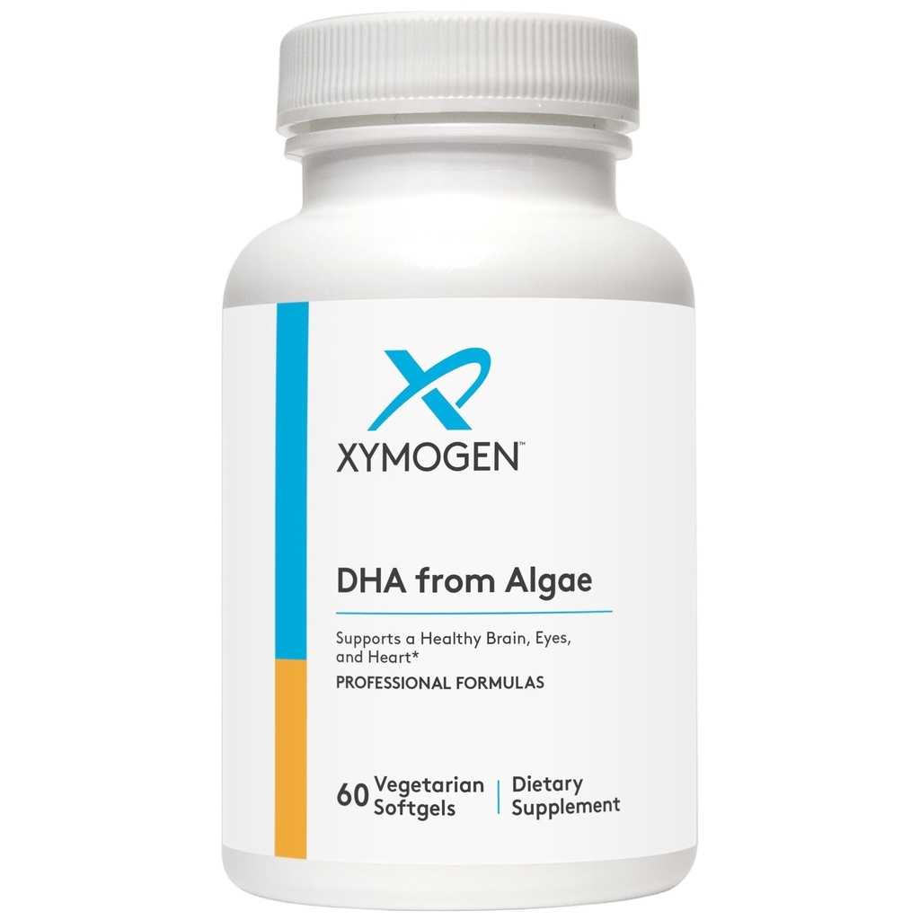 XYMOGEN DHA de Algae - DHA Omega-3 Suplemento - Suporta Cérebro, Olho, Coração + Saúde Imune (60 Softgels)