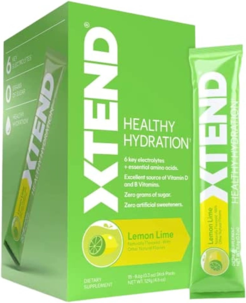 Xtend XTEND Hidratação saudável Limão Limão Cal Zero Açúcar Superior Hydration Powder Packets 6 Eletrolíticos chave Drink Mix