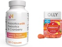 vH essencial Probióticos com Prebióticos e Cranberry cápsulas de saúde femininas Pacote com OLLY Probiótico + Gummy Prebiótico Digestivo e Gut Saúde Chewable Suplemento